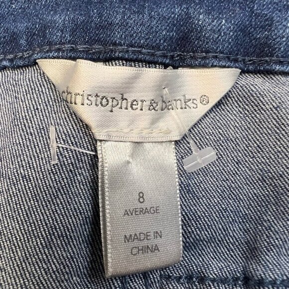 Christopher & Banks Womens Cropped Jeans Blue Pockets Medium Wash Mid Rise 8 - Picture 10 of 11